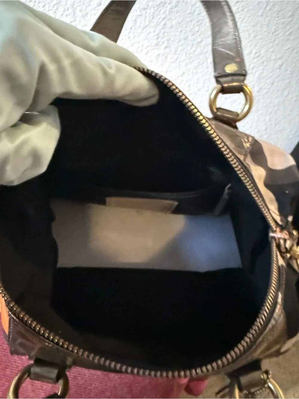 Coach Poppy Op Art Glam Tote Satchel Shoulder Bag Patent Leather Crossbody 12932